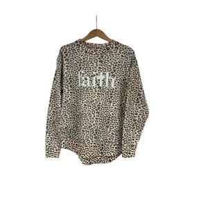 Southern Bliss Company Leopard Faith Sweatshirt Soft Womens Medium